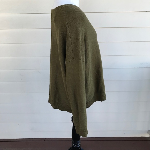 Women's J Jill  Olive Green Oversize Sweater Top - Picture 3 of 7
